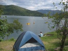 Camping at lakes edge